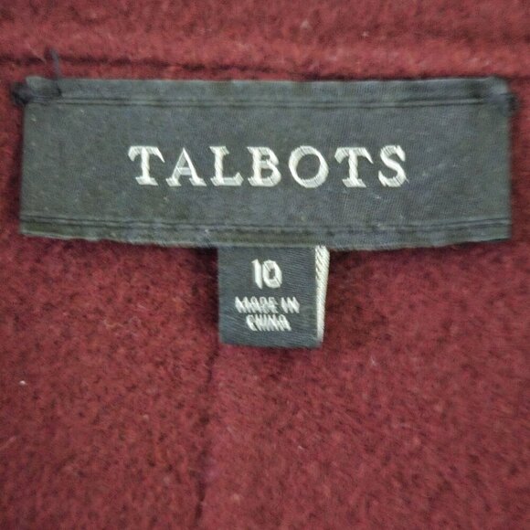 Talbots Burgundy Wool Blazer 2 Button Closure Pockets Size 10 - Picture 3 of 4